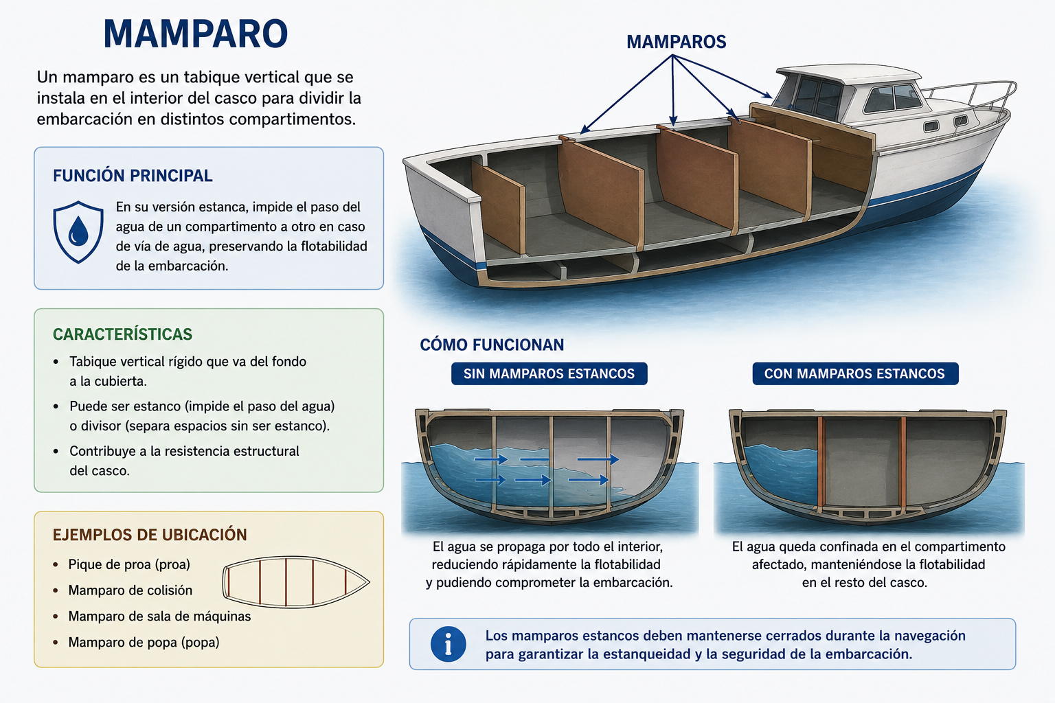 ¿Cuál es la función de un mamparo estanco?